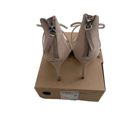 Zara Basic Sand T-Strap Suede High Heels - Picture 5 of 6